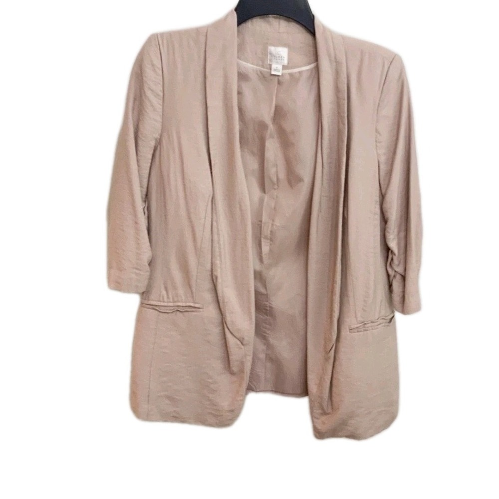 LC Lauren Conrad Blazer Jacket Women XS Pink Rayon 3/4 Sleeve Pockets Open Front